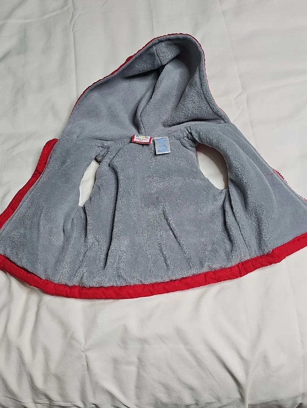 Kids Red Hooded Puffer Vest with Guitar Embroidery